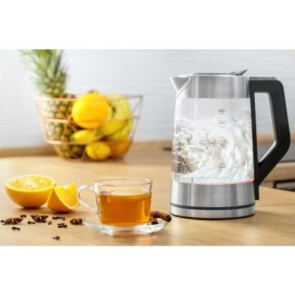 Sencor - Bouilloire électrique avec thermorégulation 1,7 l 2200W/230V chrome mat/noir