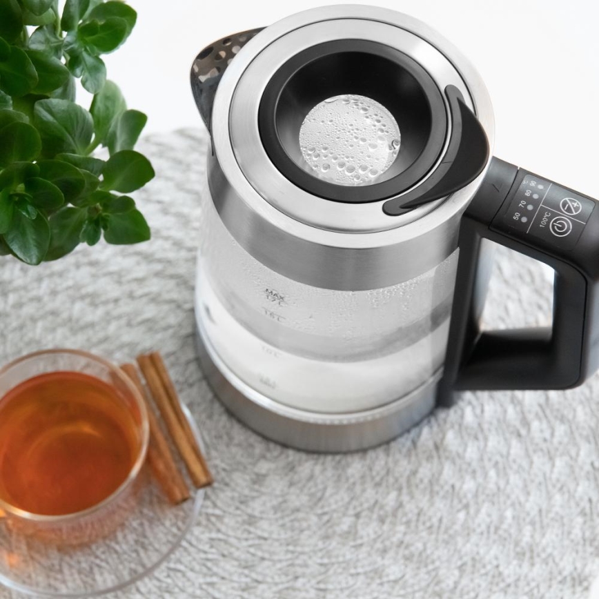 Sencor - Bouilloire électrique avec thermorégulation 1,7 l 2200W/230V chrome mat/noir