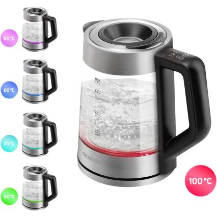 Sencor - Bouilloire électrique avec thermorégulation 1,7 l 2200W/230V chrome mat/noir