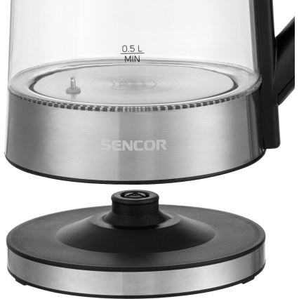 Sencor - Bouilloire électrique avec thermorégulation 1,7 l 2200W/230V chrome mat/noir