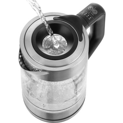 Sencor - Bouilloire électrique avec thermorégulation 1,7 l 2200W/230V chrome mat/noir