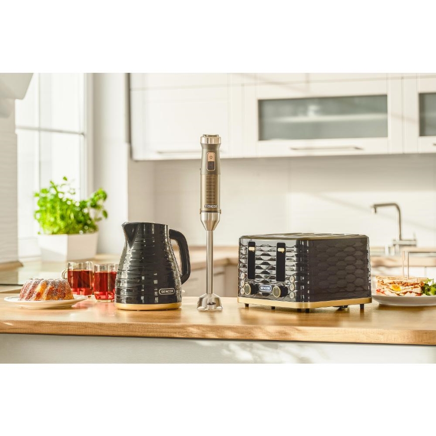 Sencor - Broodrooster met vier sleuven 1600W/230V zwart/beige