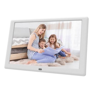 Sencor - Cadre photo numérique avec haut-parleur 230V blanc + télécommande