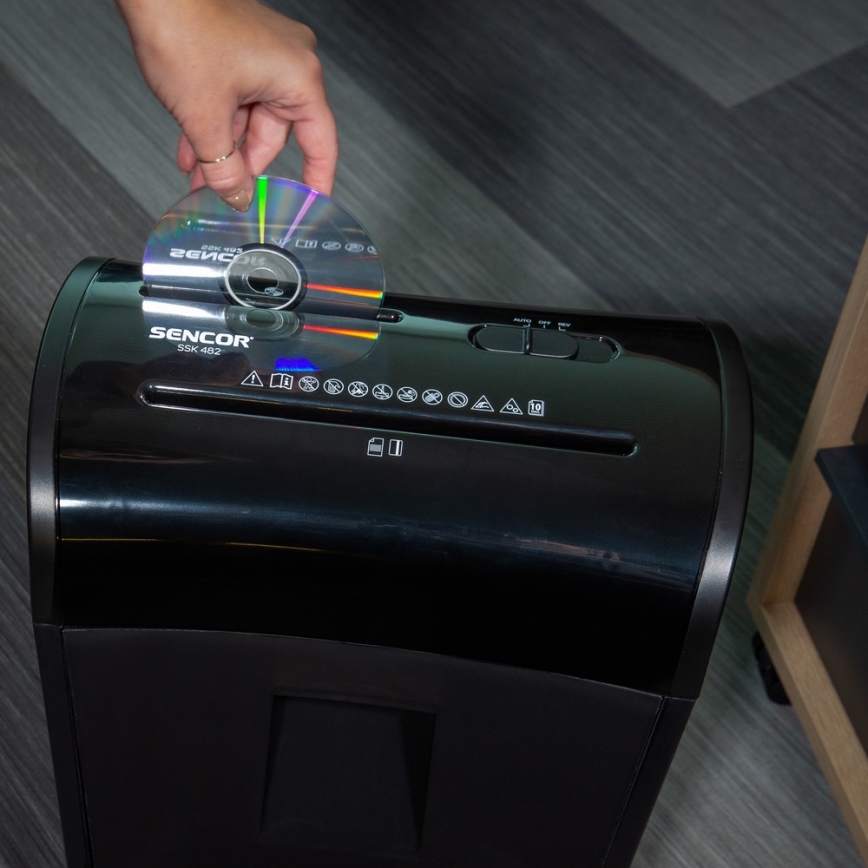 Sencor - CD en Papierversnipperaar A4 inhoud 14 l 230V zwart