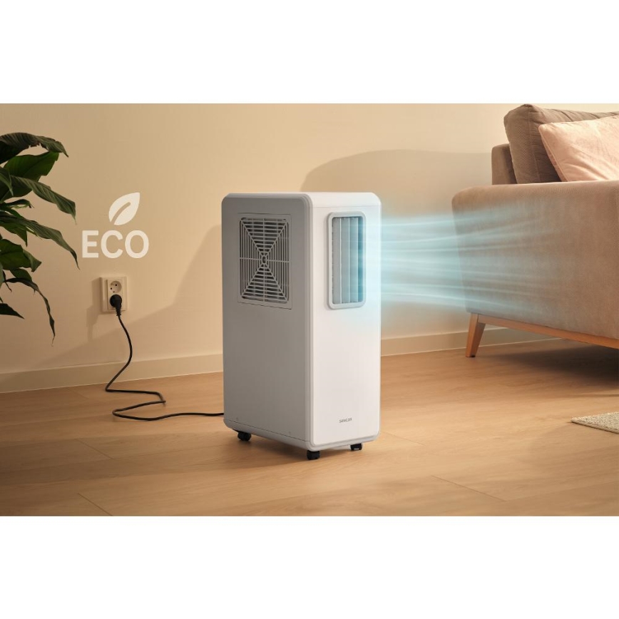 Sencor - Climatiseur mobile 4 en 1 200W/230V 1800 BTU blanc + télécommande