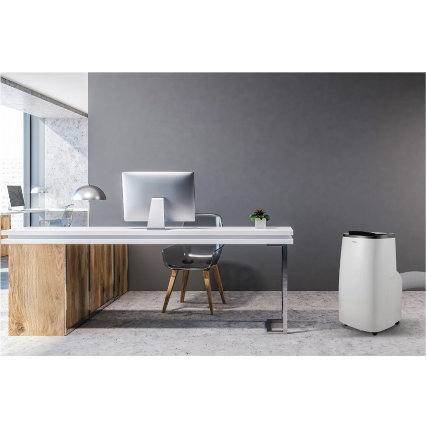 Sencor - Climatiseur mobile intelligent 4 en 1, livré avec kit d'accessoires complet, 1700 W / 230 V, 12 000 BTU, Wi-Fi, blanc + télécommande