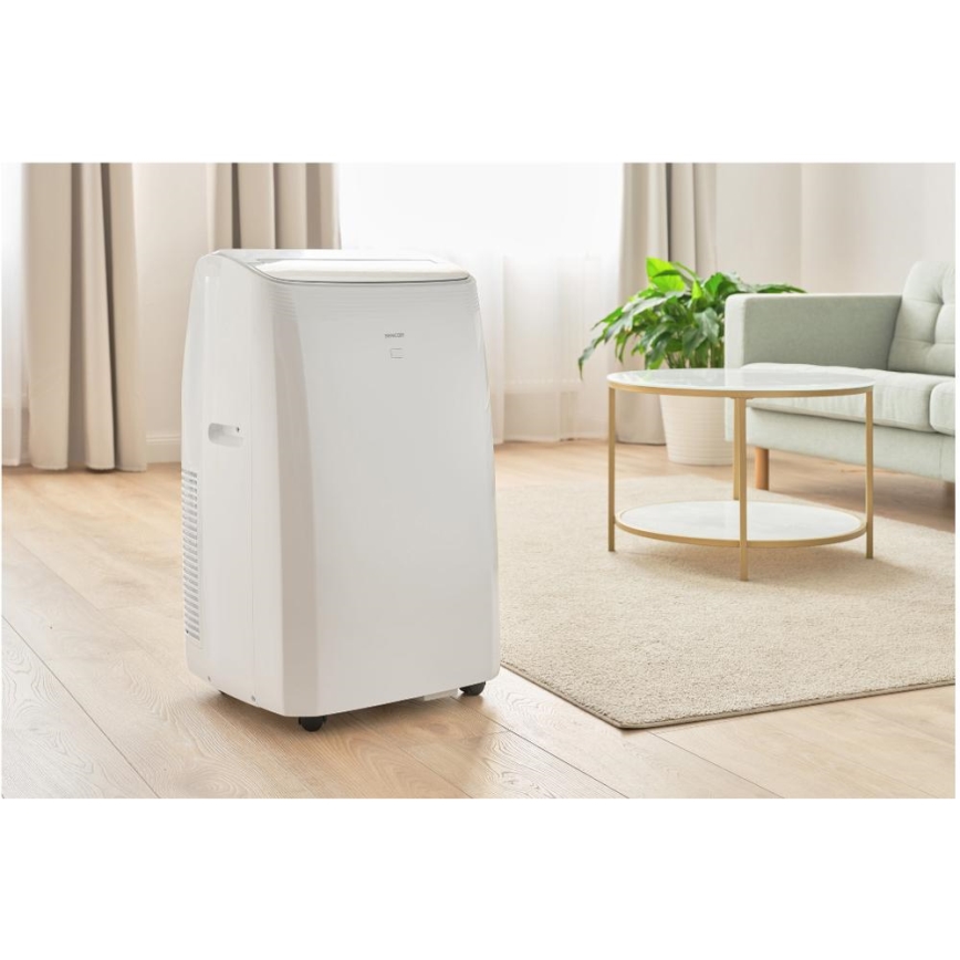 Sencor - Climatiseur mobile intelligent 5 en 1 livré avec tous les accessoires 733W/230V 9000 BTU Wi-Fi blanc + télécommande