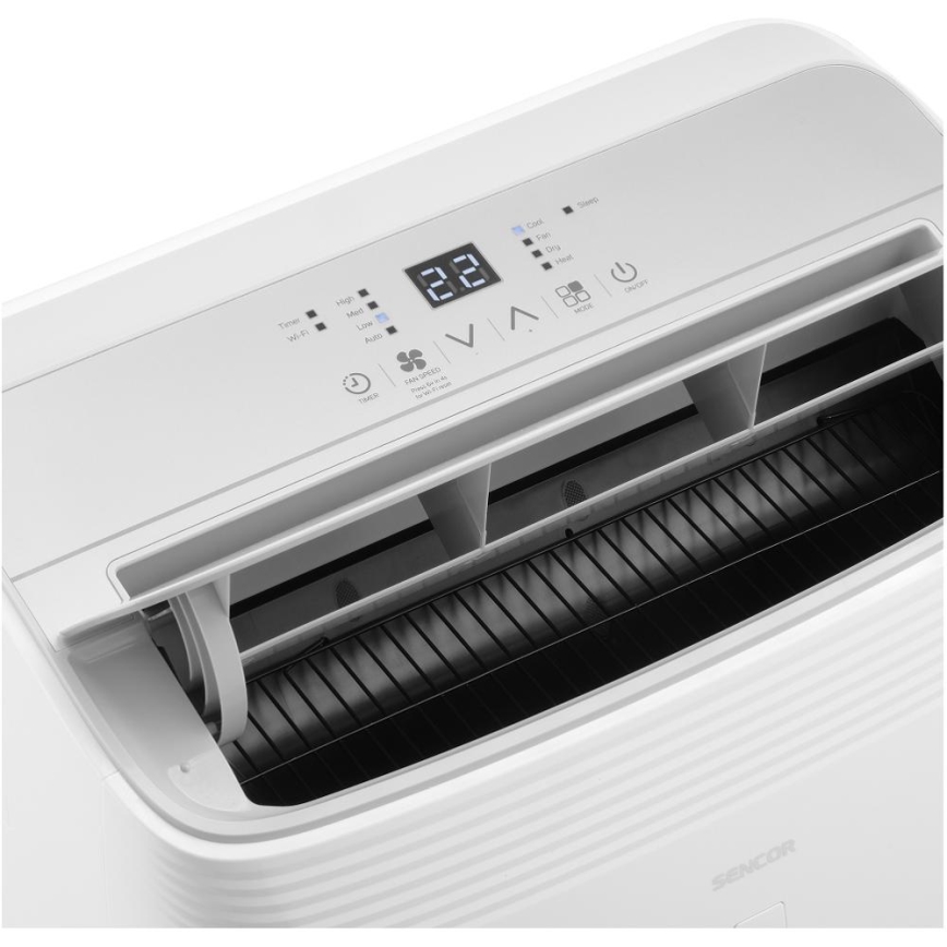 Sencor - Climatiseur mobile intelligent 5 en 1 livré avec tous les accessoires 733W/230V 9000 BTU Wi-Fi blanc + télécommande