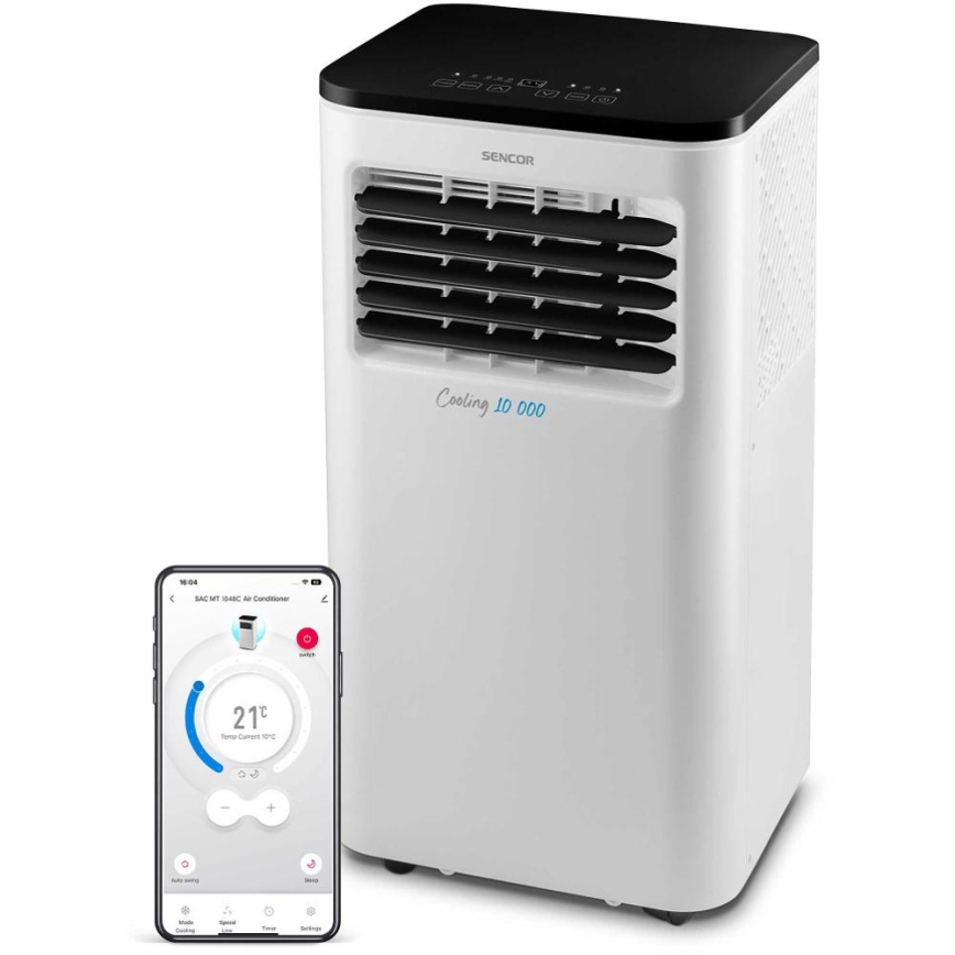 Sencor - Climatiseur portable connecté 3en1 avec accessoires complets 1050W/230V 10000 BTU Wi-Fi + Télécommande