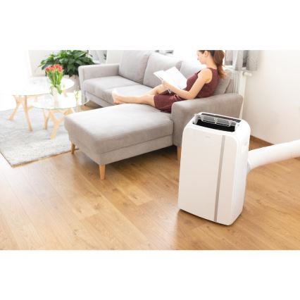 Sencor - Climatiseur portable connecté 3en1 avec accessoires complets 1450W/230V 12000 BTU Wi-Fi blanc + Télécommande