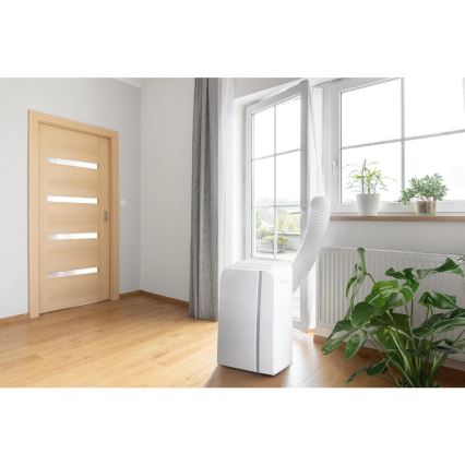Sencor - Climatiseur portable connecté 3en1 avec accessoires complets 1450W/230V 12000 BTU Wi-Fi blanc + Télécommande
