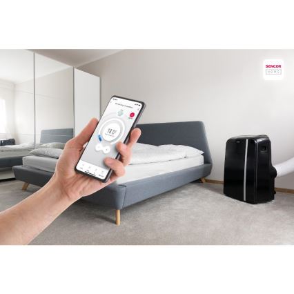Sencor - Climatiseur portable connecté 3en1 avec accessoires complets 1450W/230V 12000 BTU Wi-Fi noir + Télécommande