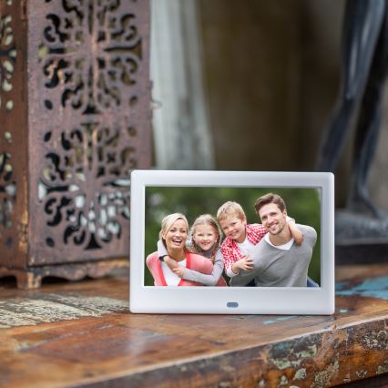 Sencor - Digitale fotolijst 7 met luidspreker, 230V, wit + afstandsbediening