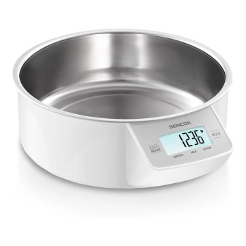 Sencor - Digitale keukenweegschaal 2xAAA wit/mat chroom