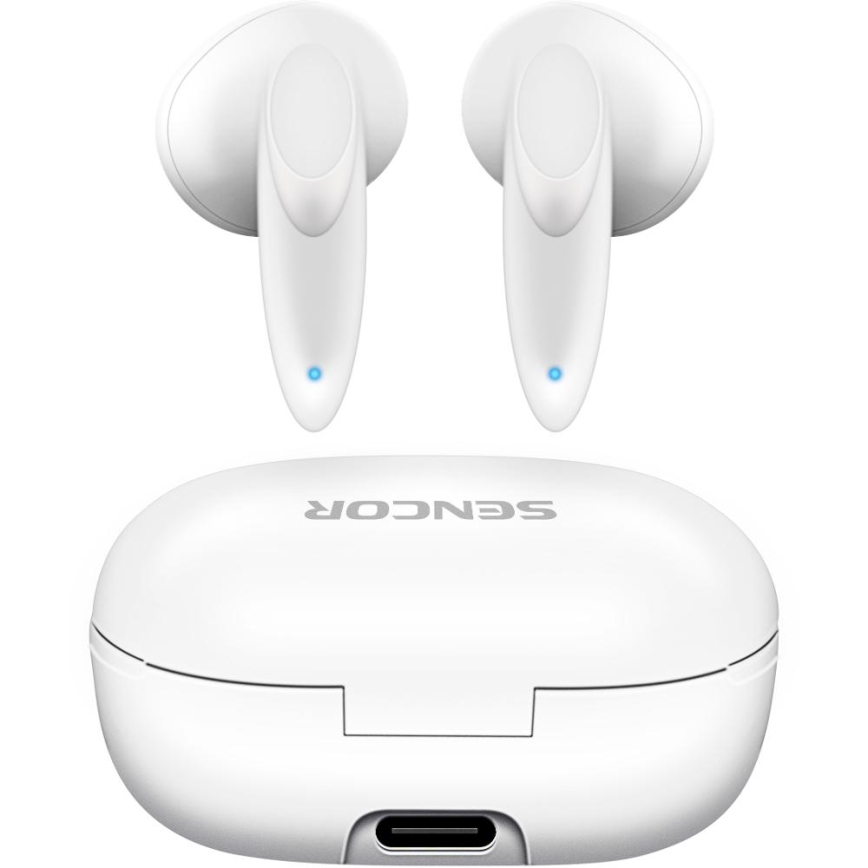 Sencor - Draadloos earphones 230 mAh + 2x 25 mAh IPX4 wit