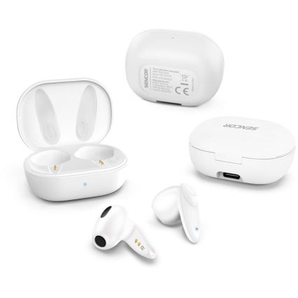 Sencor - Draadloos earphones 230 mAh + 2x 25 mAh IPX4 wit
