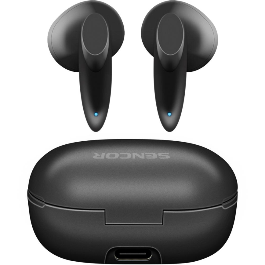 Sencor - Draadloos earphones 230 mAh + 2x 25 mAh IPX4 zwart