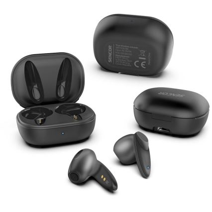 Sencor - Draadloos earphones 230 mAh + 2x 25 mAh IPX4 zwart