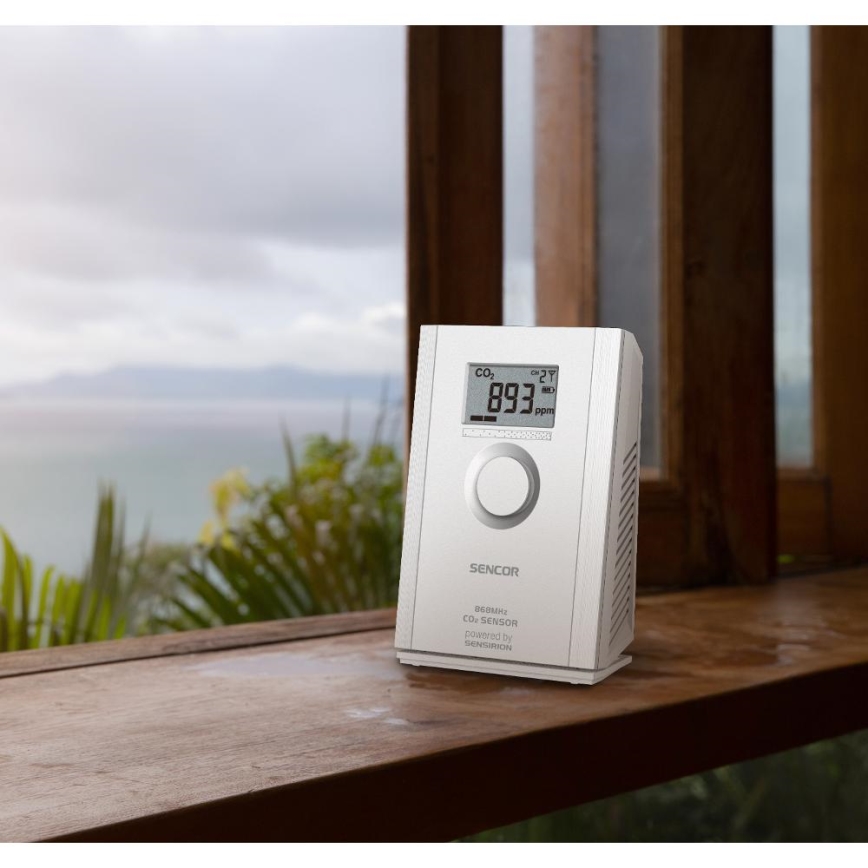 Sencor - Draadloze koolstofdioxidesensor 5V/3xAA 2000 mAh