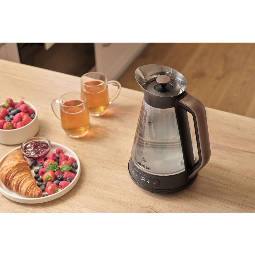 Sencor - Elektrische waterkoker met temperatuurregeling 1,5 l 2150 W/230 V zwart/roségoud