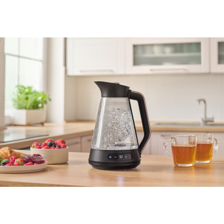 Sencor - Elektrische waterkoker met temperatuurregeling 1,5 l 2150 W/230 V zwart/roségoud