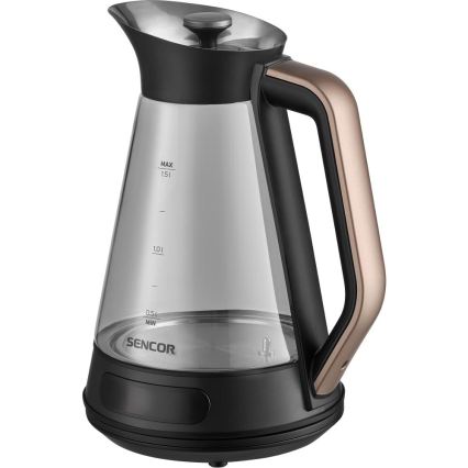 Sencor - Elektrische waterkoker met temperatuurregeling 1,5 l 2150 W/230 V zwart/roségoud
