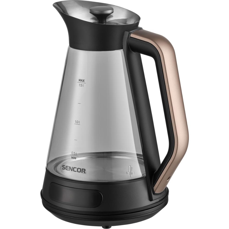 Sencor - Elektrische waterkoker met temperatuurregeling 1,5 l 2150 W/230 V zwart/roségoud