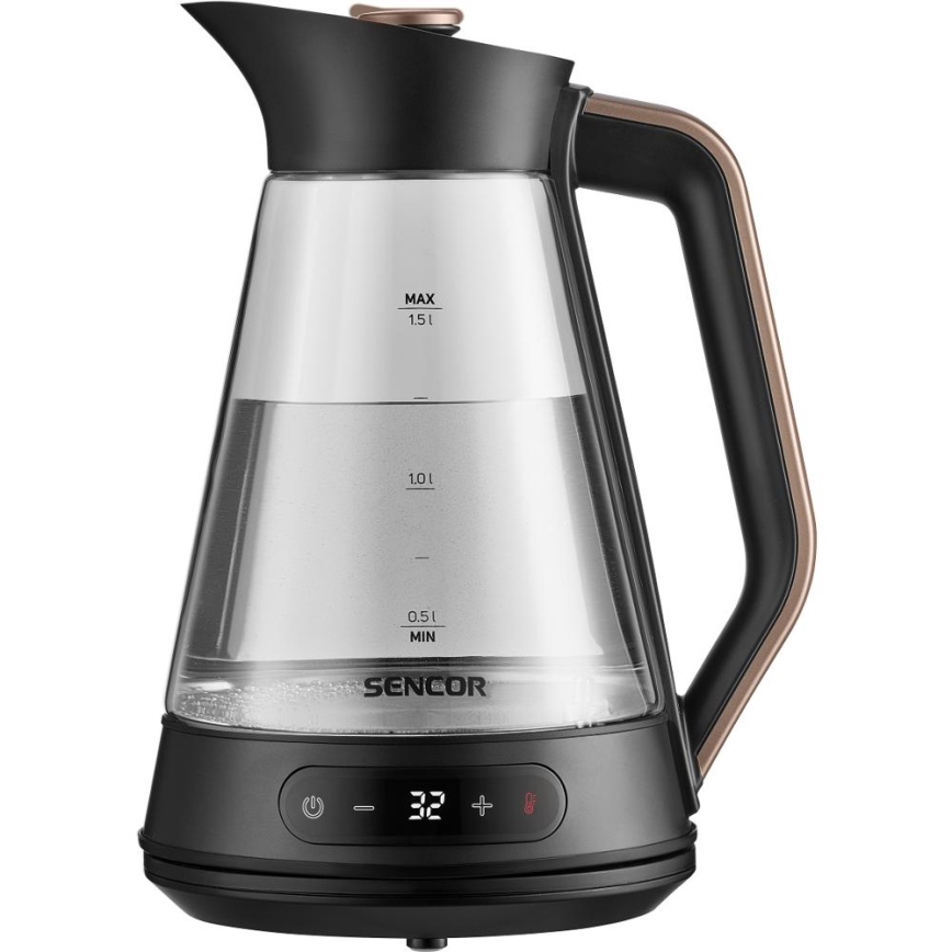 Sencor - Elektrische waterkoker met temperatuurregeling 1,5 l 2150 W/230 V zwart/roségoud