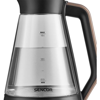 Sencor - Elektrische waterkoker met temperatuurregeling 1,5 l 2150 W/230 V zwart/roségoud