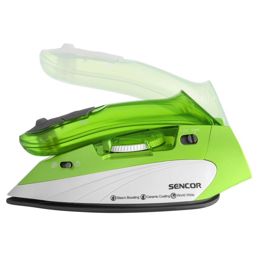 Sencor - Fer à repasser à vapeur de voyage 1100W/115V/230V vert