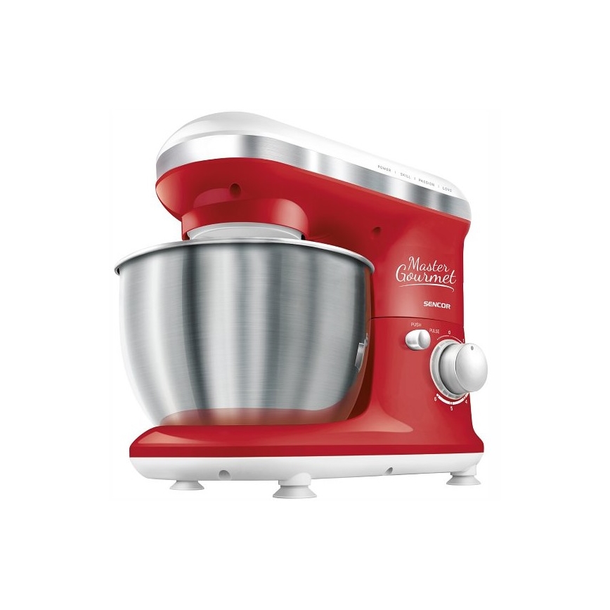 Sencor - Keukenmachine met roestvrijstalen kom 600W/230V rood