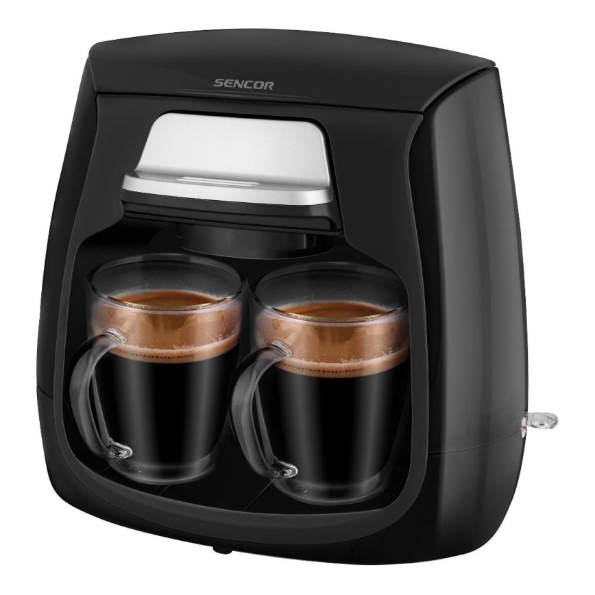 Sencor - Koffiezetapparaat met twee mokken 500W/230V zwart