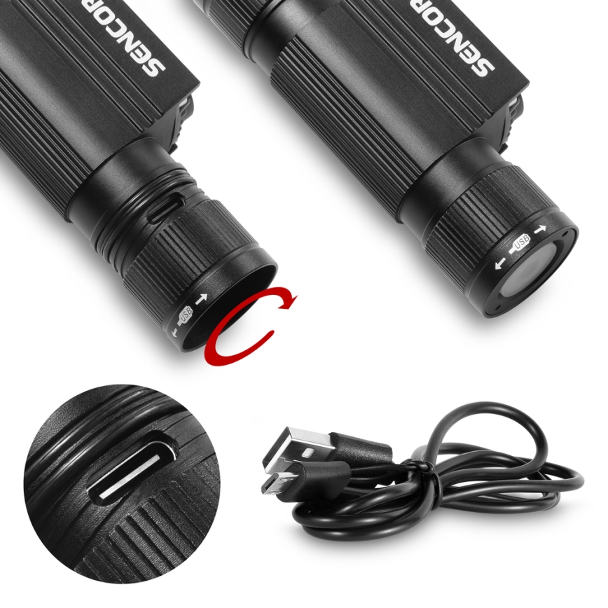 Sencor - Lampe frontale rechargeable en aluminium LED/5W/2600 mAh IP65