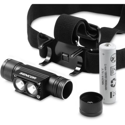 Sencor - Lampe frontale rechargeable en aluminium LED/5W/2600 mAh IP65
