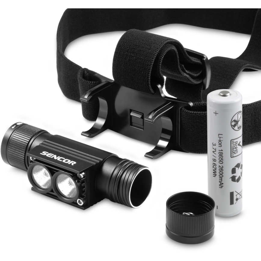 Sencor - Lampe frontale rechargeable en aluminium LED/5W/2600 mAh IP65