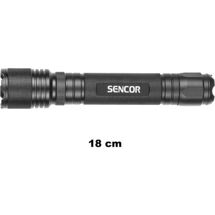 Sencor - Lampe torche en aluminium LED/5W/6xAAA IP44 noir