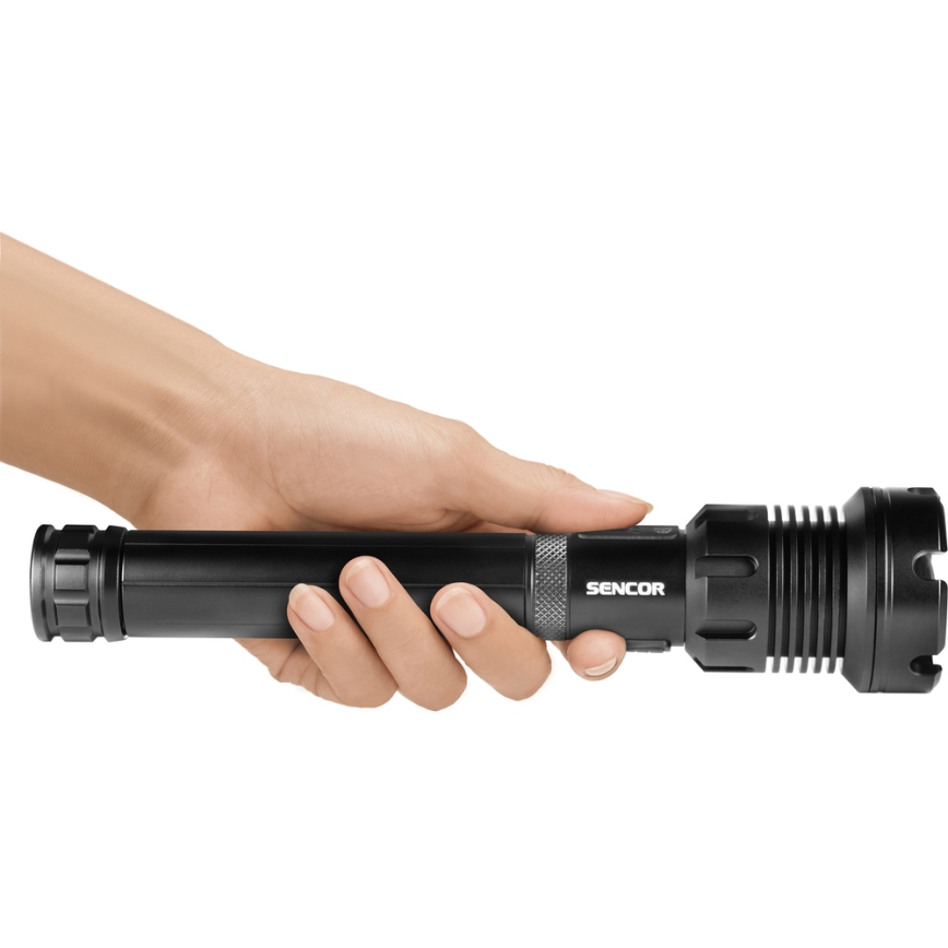 Sencor - Oplaadbare aluminium LED-zaklamp met powerbankfunctie LED/10W/4400 mAh 2000 lm IP44