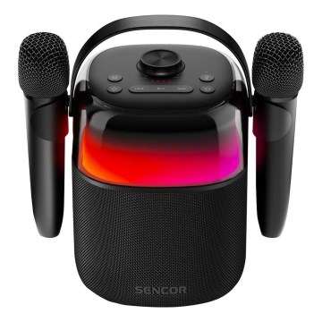 Sencor - LED RGB Luidspreker met draadloze microfoons 35W 8000 mAh IPX5 zwart
