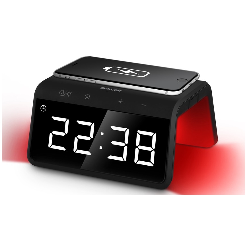 Sencor - LED RGB Wekker met Draadloos Opladen 10W