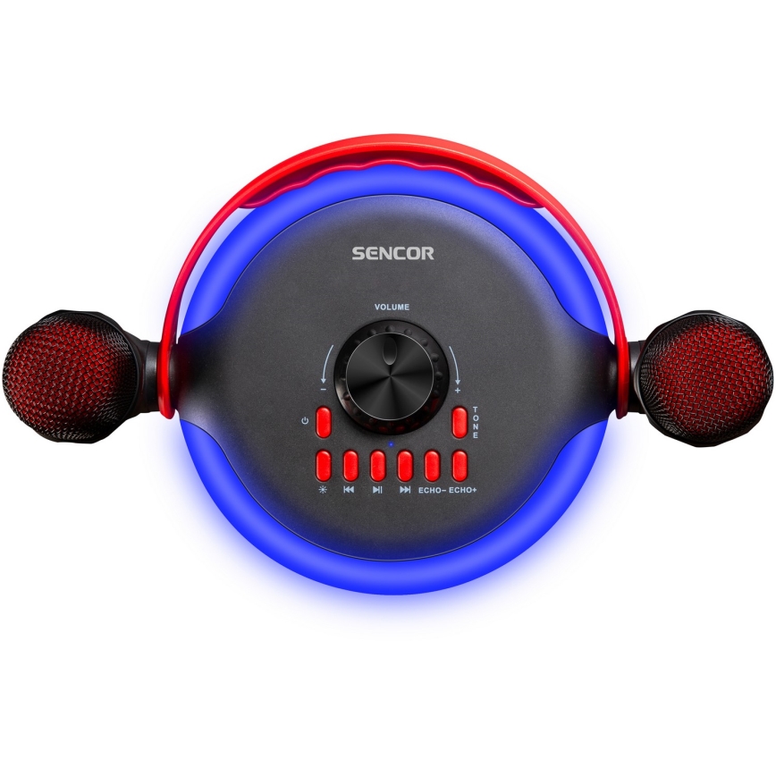 Sencor - LED-luidspreker met draadloze microfoons 4000 mAh + 2x 1200 mAh