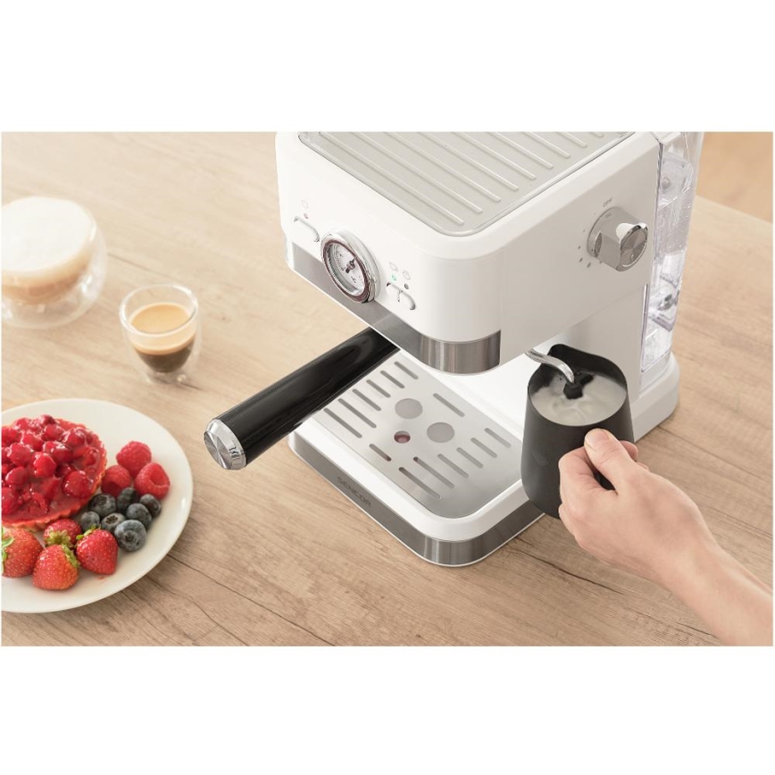 Sencor - Machine à café à levier espresso 1050W/230V blanc/chrome mat