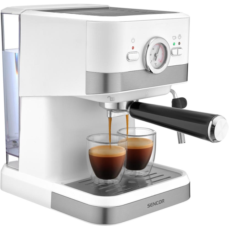 Sencor - Machine à café à levier espresso 1050W/230V blanc/chrome mat