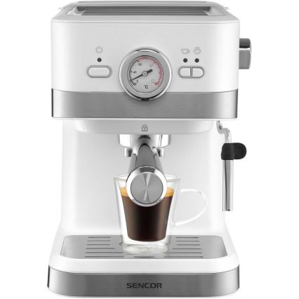 Sencor - Machine à café à levier espresso 1050W/230V blanc/chrome mat