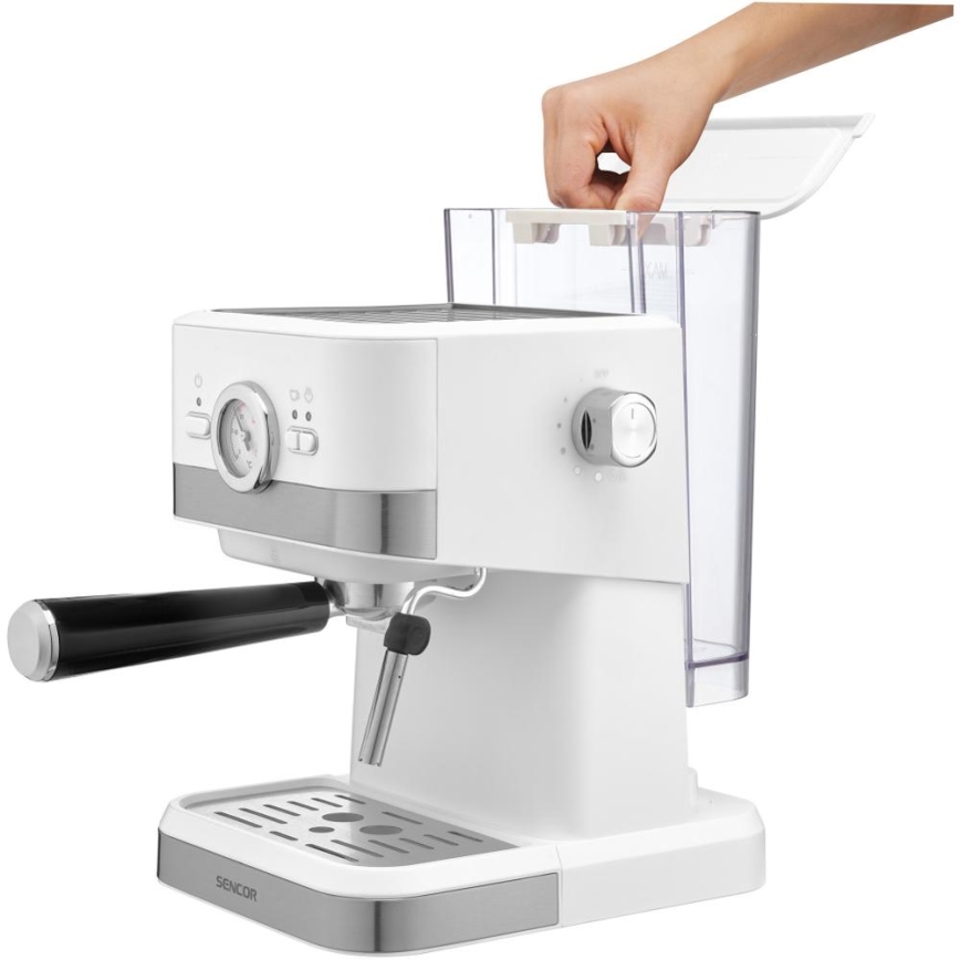 Sencor - Machine à café à levier espresso 1050W/230V blanc/chrome mat