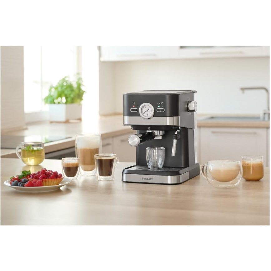 Sencor - Machine à café à levier espresso 1050W/230V noir/chrome mat