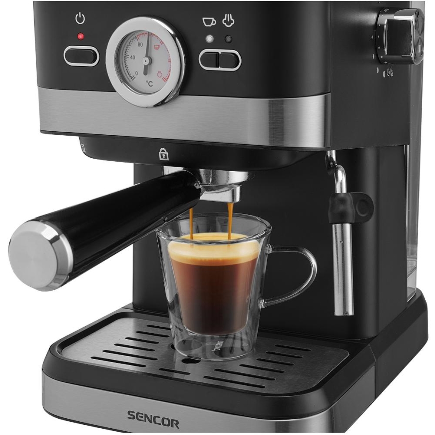 Sencor - Machine à café à levier espresso 1050W/230V noir/chrome mat
