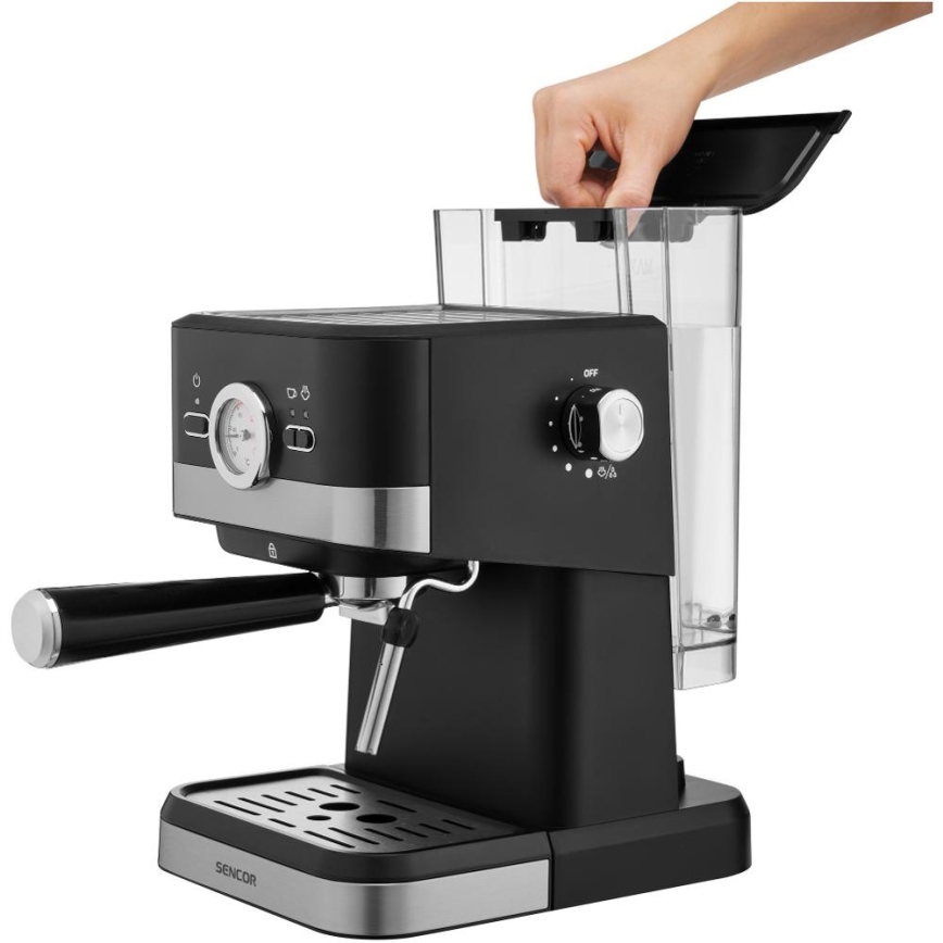 Sencor - Machine à café à levier espresso 1050W/230V noir/chrome mat