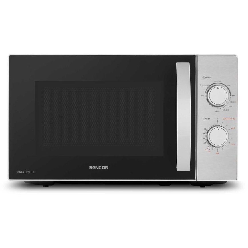 Sencor - Magnetron met grillfunctie 700W/1000W/230V 20 l mat chroom
