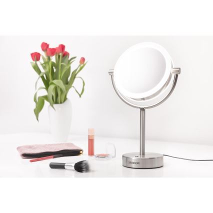 Sencor - Make-up spiegel met LED-achtergrondverlichting LED/5W/230V roestvrij
