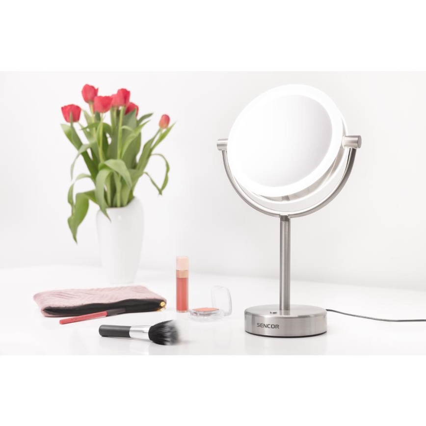 Sencor - Make-up spiegel met LED-achtergrondverlichting LED/5W/230V roestvrij
